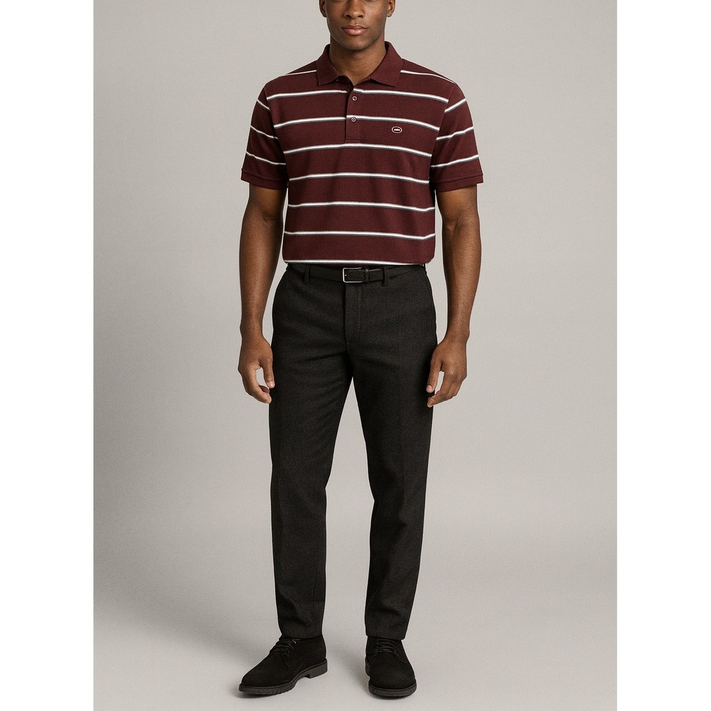 Ecko Unltd Men's Polo Shirt‎ XL Maroon Striped Short Sleeve